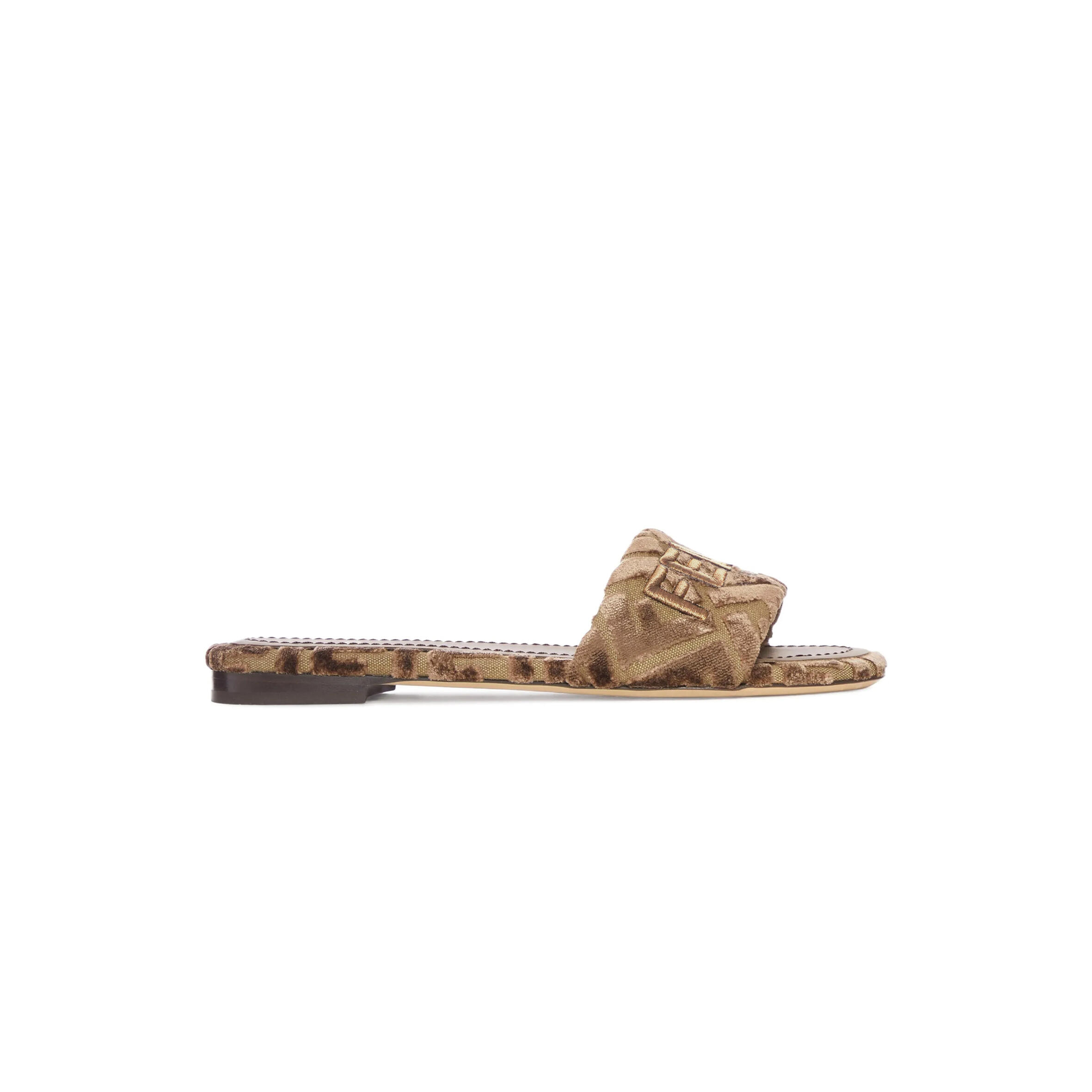 FENDI ROMA EMBROIDERED FLAT SANDALS 8R8092